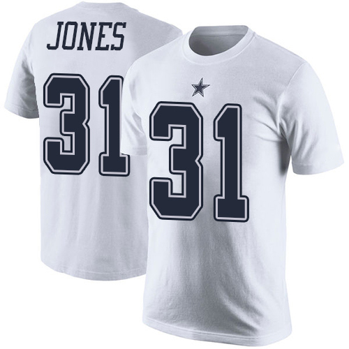 Men Dallas Cowboys White Byron Jones Rush Pride Name and Number #31 Nike NFL T Shirt->dallas cowboys->NFL Jersey